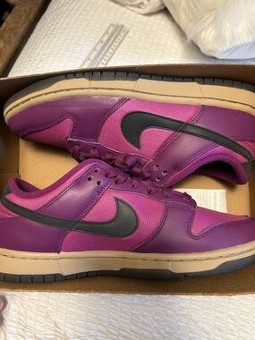 Nike Dunk Sneakers in Purple and Black with Tan Midsole